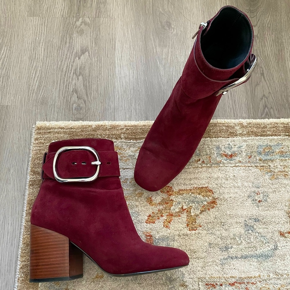 Alexander Wang Kenzie Suede Buckle Ankle Boots Booties 38.5EU 8US